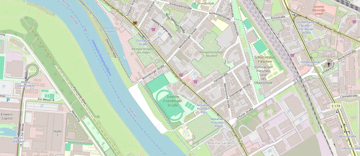 Lage von Leipziger Straße in Pieschen auf der Karte