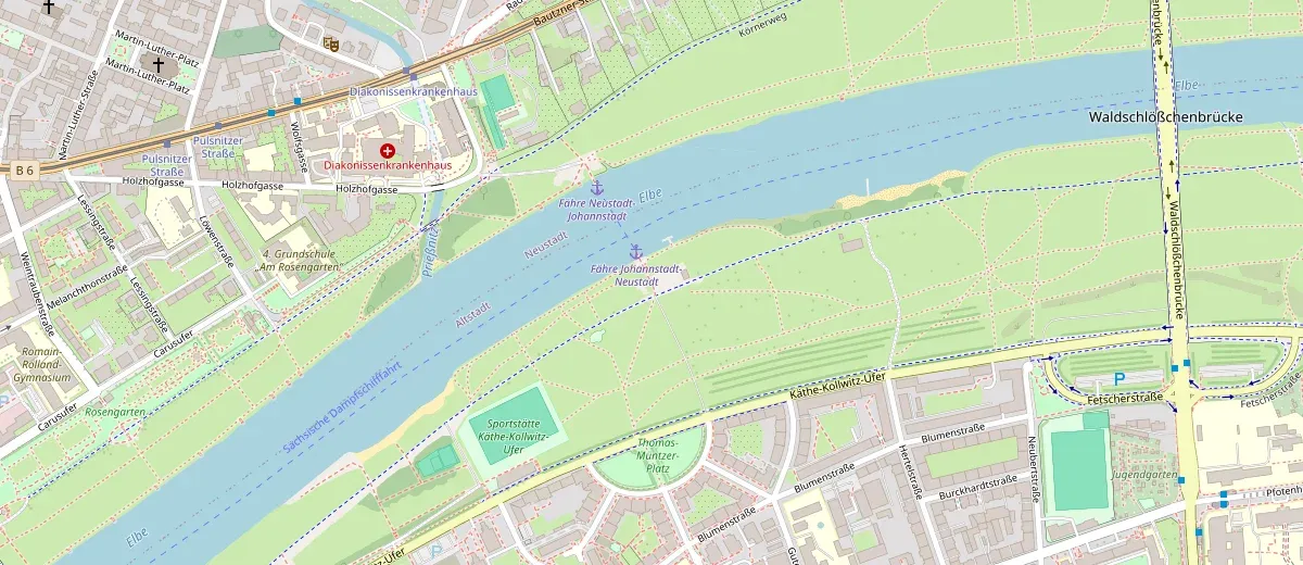 Lage von Fährgarten Johannstadt auf der Karte